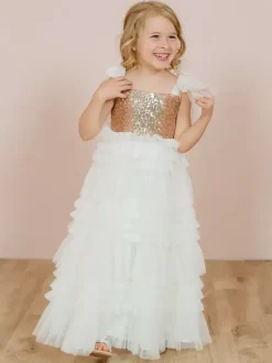 Wedding Party Dresses Princess Kids Social Party Dress Wedding Wedding Flower Girl Dress Flower Girl Dresses Sleeveless Tiered Bows Pink