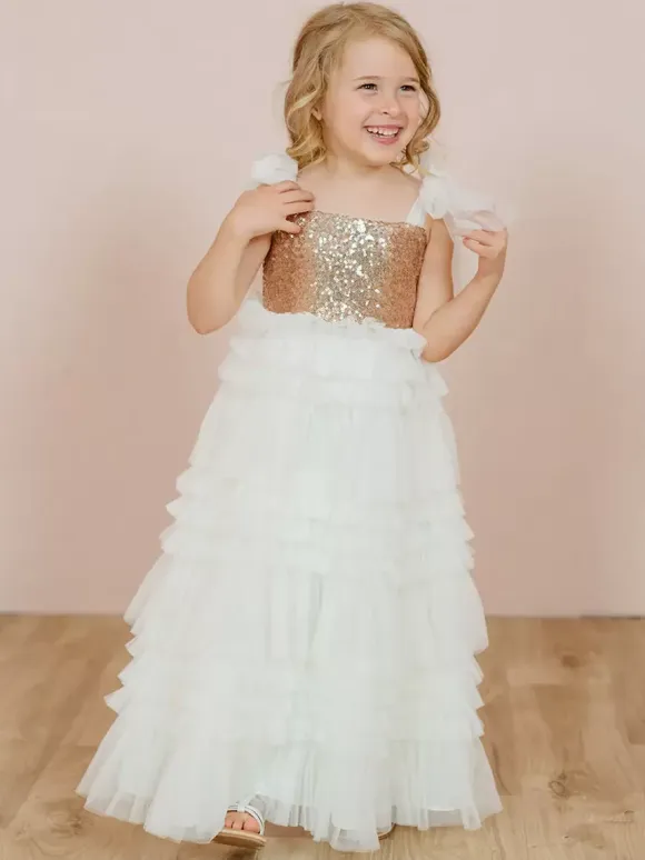 Wedding Party Dresses Princess Kids Social Party Dress Wedding Wedding Flower Girl Dress Flower Girl Dresses Sleeveless Tiered Bows Pink