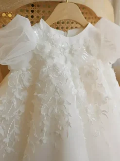 Wedding Party Dresses Wedding Beautiful Wedding Flower Girl Dress Flower Girl Dresses Formal Party Dress Short Sleeves Lace Ivory