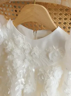 Wedding Party Dresses Wedding Beautiful Wedding Flower Girl Dress Flower Girl Dresses Formal Party Dress Short Sleeves Lace Ivory
