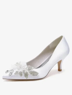 Wedding Shoes Bridal Pumps Satin Pointed Toe