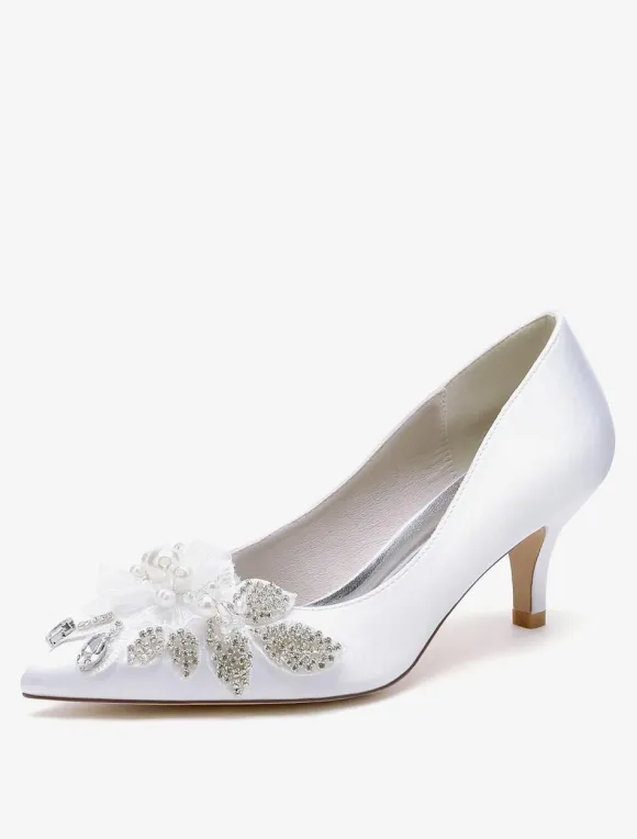 Wedding Shoes Bridal Pumps Satin Pointed Toe
