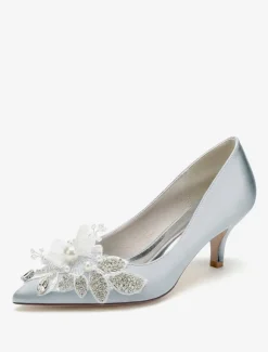 Wedding Shoes Bridal Pumps Satin Pointed Toe