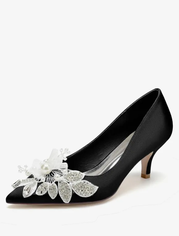 Wedding Shoes Bridal Pumps Satin Pointed Toe
