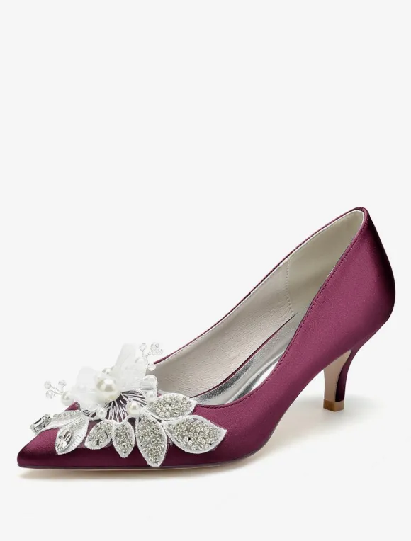 Wedding Shoes Bridal Pumps Satin Pointed Toe