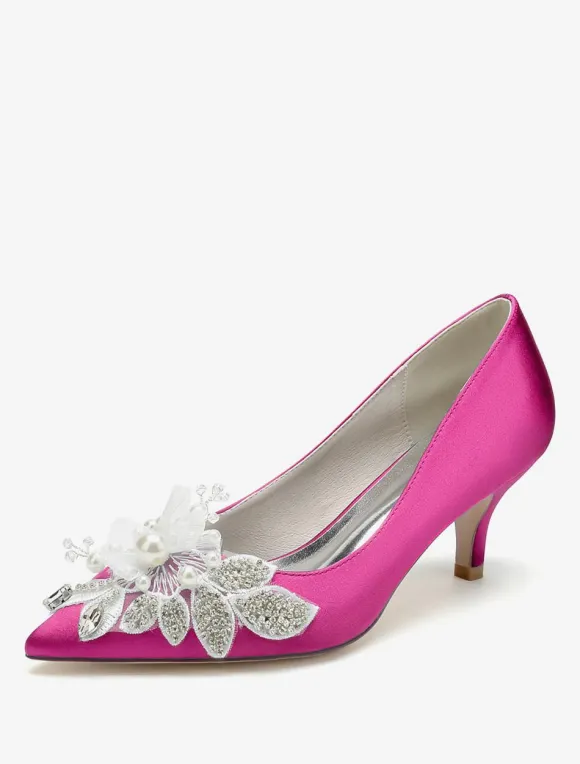 Wedding Shoes Bridal Pumps Satin Pointed Toe