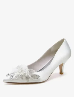 Wedding Shoes Bridal Pumps Satin Pointed Toe