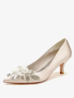 Wedding Shoes Bridal Pumps Satin Pointed Toe