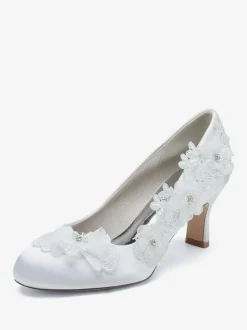 Wedding Shoes Bridal Pumps Satin Round Toe