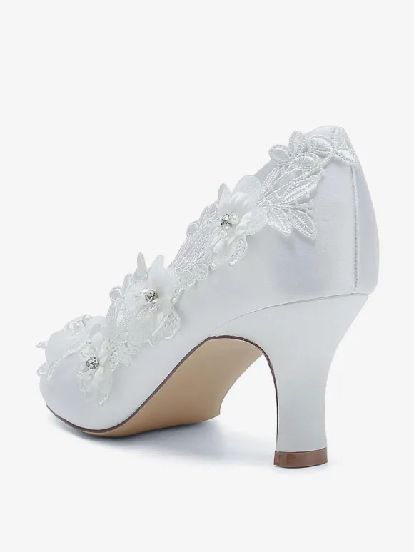 Wedding Shoes Bridal Pumps Satin Round Toe