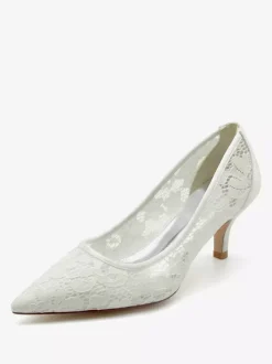 Wedding Shoes Bridal Pumps Lace Pointed Toe
