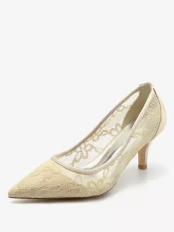 Wedding Shoes Bridal Pumps Lace Pointed Toe