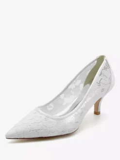 Wedding Shoes Bridal Pumps Lace Pointed Toe
