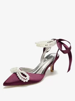 Wedding Shoes Bridal Pumps Satin Pointed Toe