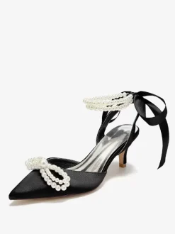 Wedding Shoes Bridal Pumps Satin Pointed Toe