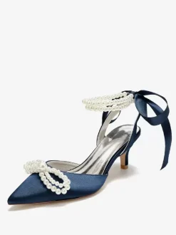 Wedding Shoes Bridal Pumps Satin Pointed Toe