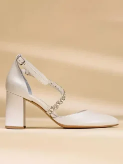 Wedding Shoes Bridal Pumps PU Leather Pointed Toe Chains