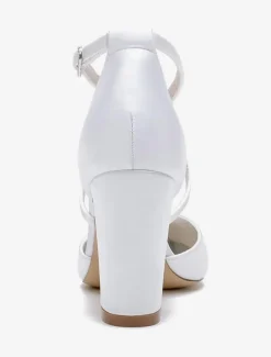 Wedding Shoes Bridal Pumps Satin Pointed Toe Rhinestones