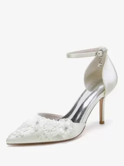 Wedding Shoes Bridal Pumps Satin Pointed Toe