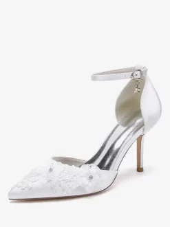Wedding Shoes Bridal Pumps Satin Pointed Toe