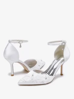 Wedding Shoes Bridal Pumps Satin Pointed Toe