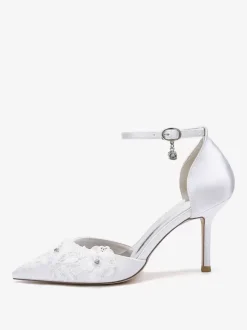 Wedding Shoes Bridal Pumps Satin Pointed Toe