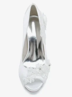 Wedding Shoes Bridal Pumps Satin Peep Toe