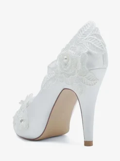 Wedding Shoes Bridal Pumps Satin Peep Toe