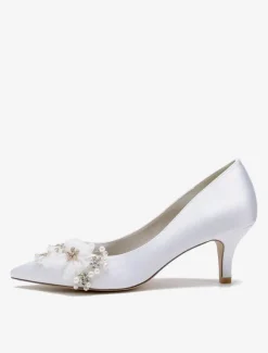 Wedding Shoes Bridal Pumps Satin Pointed Toe