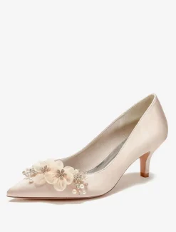 Wedding Shoes Bridal Pumps Satin Pointed Toe