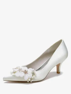 Wedding Shoes Bridal Pumps Satin Pointed Toe