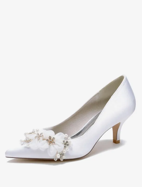 Wedding Shoes Bridal Pumps Satin Pointed Toe