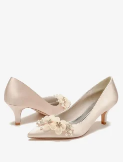 Wedding Shoes Bridal Pumps Satin Pointed Toe