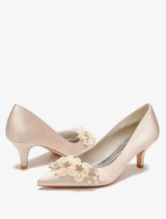 Wedding Shoes Bridal Pumps Satin Pointed Toe