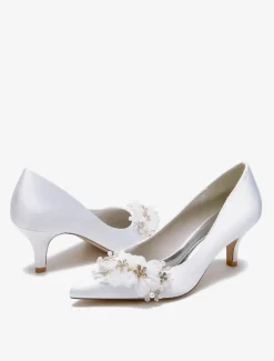 Wedding Shoes Bridal Pumps Satin Pointed Toe