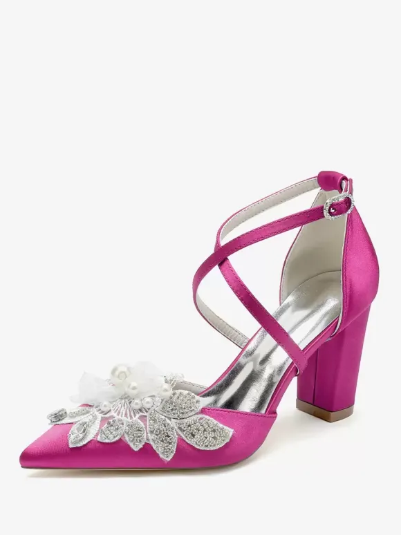 Wedding Shoes Bridal Pumps Satin Pointed Toe