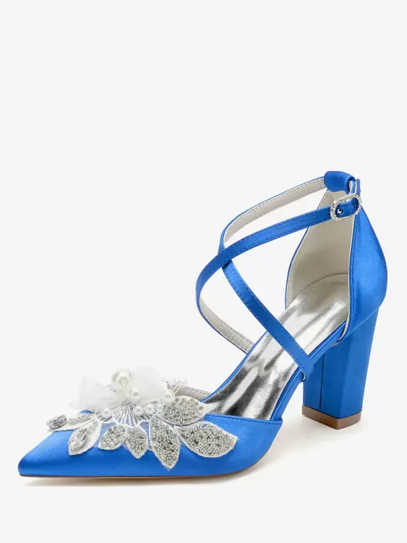 Wedding Shoes Bridal Pumps Satin Pointed Toe