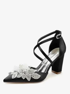 Wedding Shoes Bridal Pumps Satin Pointed Toe