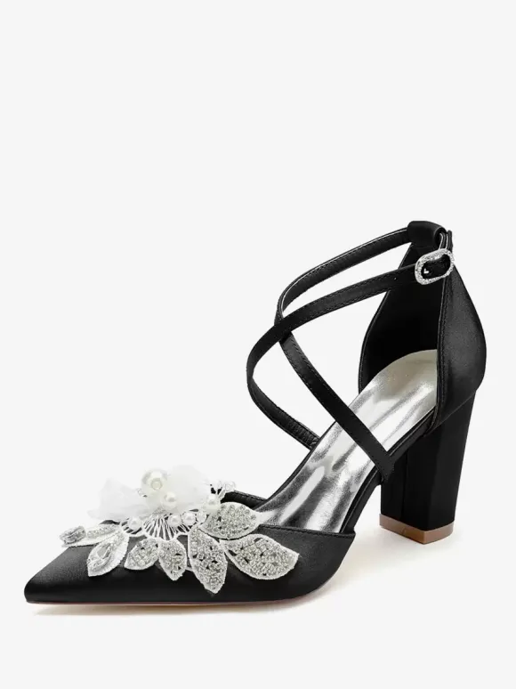 Wedding Shoes Bridal Pumps Satin Pointed Toe