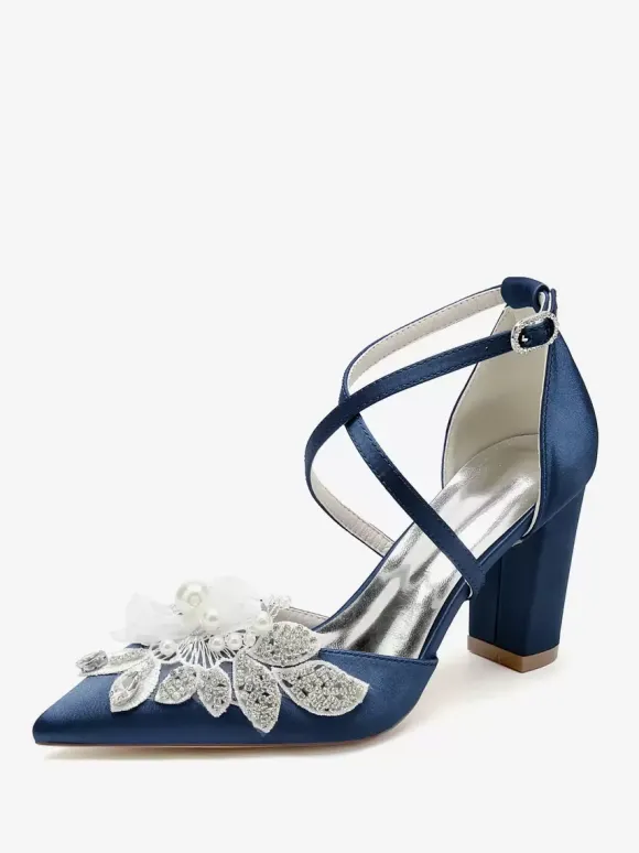 Wedding Shoes Bridal Pumps Satin Pointed Toe