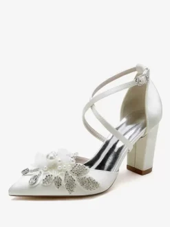 Wedding Shoes Bridal Pumps Satin Pointed Toe