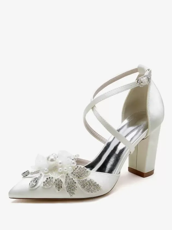 Wedding Shoes Bridal Pumps Satin Pointed Toe