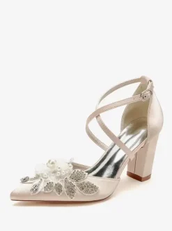 Wedding Shoes Bridal Pumps Satin Pointed Toe