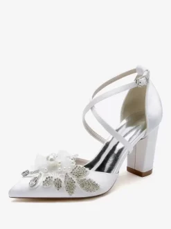 Wedding Shoes Bridal Pumps Satin Pointed Toe