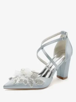 Wedding Shoes Bridal Pumps Satin Pointed Toe