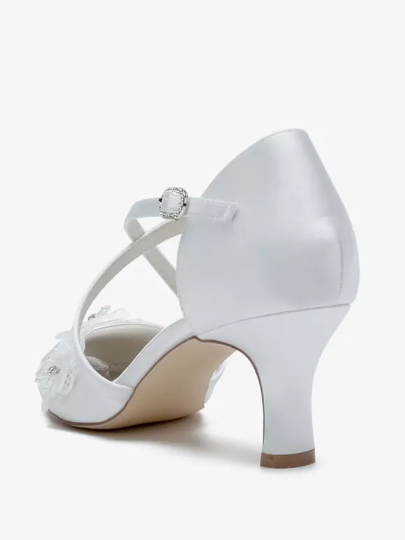 Wedding Shoes Bridal Pumps Satin Round Toe