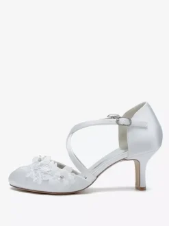 Wedding Shoes Bridal Pumps Satin Round Toe
