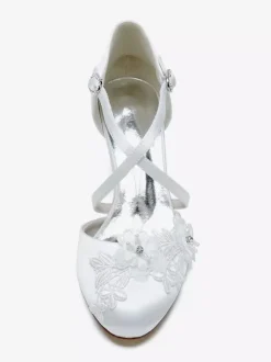 Wedding Shoes Bridal Pumps Satin Round Toe