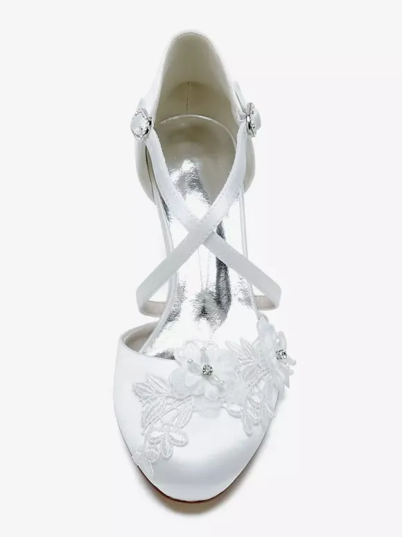 Wedding Shoes Bridal Pumps Satin Round Toe