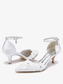 Wedding Shoes Bridal Pumps Satin Pointed Toe